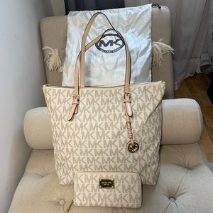 Michael Kors Vanilla Tote AND Wallet